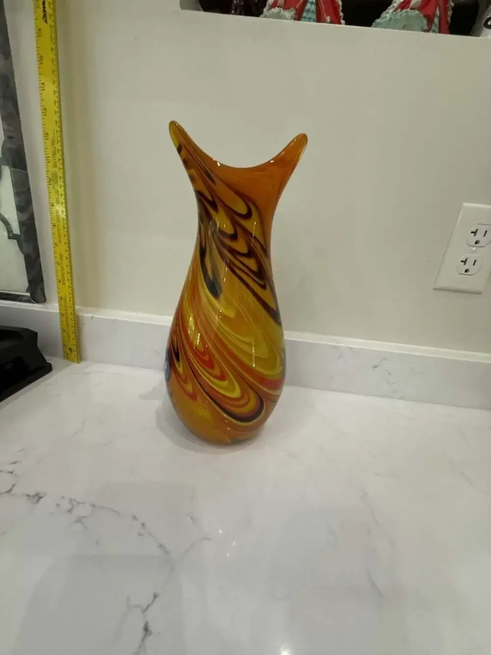 Vintage Murano Style Swirl Art Glass Vase with Millefiori Accents
